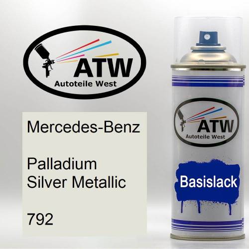 Mercedes-Benz, Palladium Silver Metallic, 792: 400ml Sprühdose, von ATW Autoteile West.